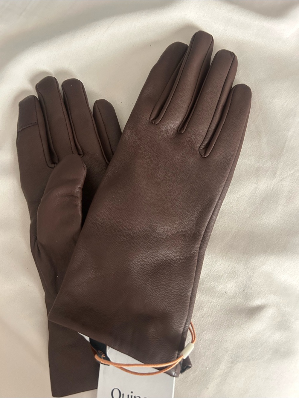 NWT Quince Leather Gloves with cashmere lining.